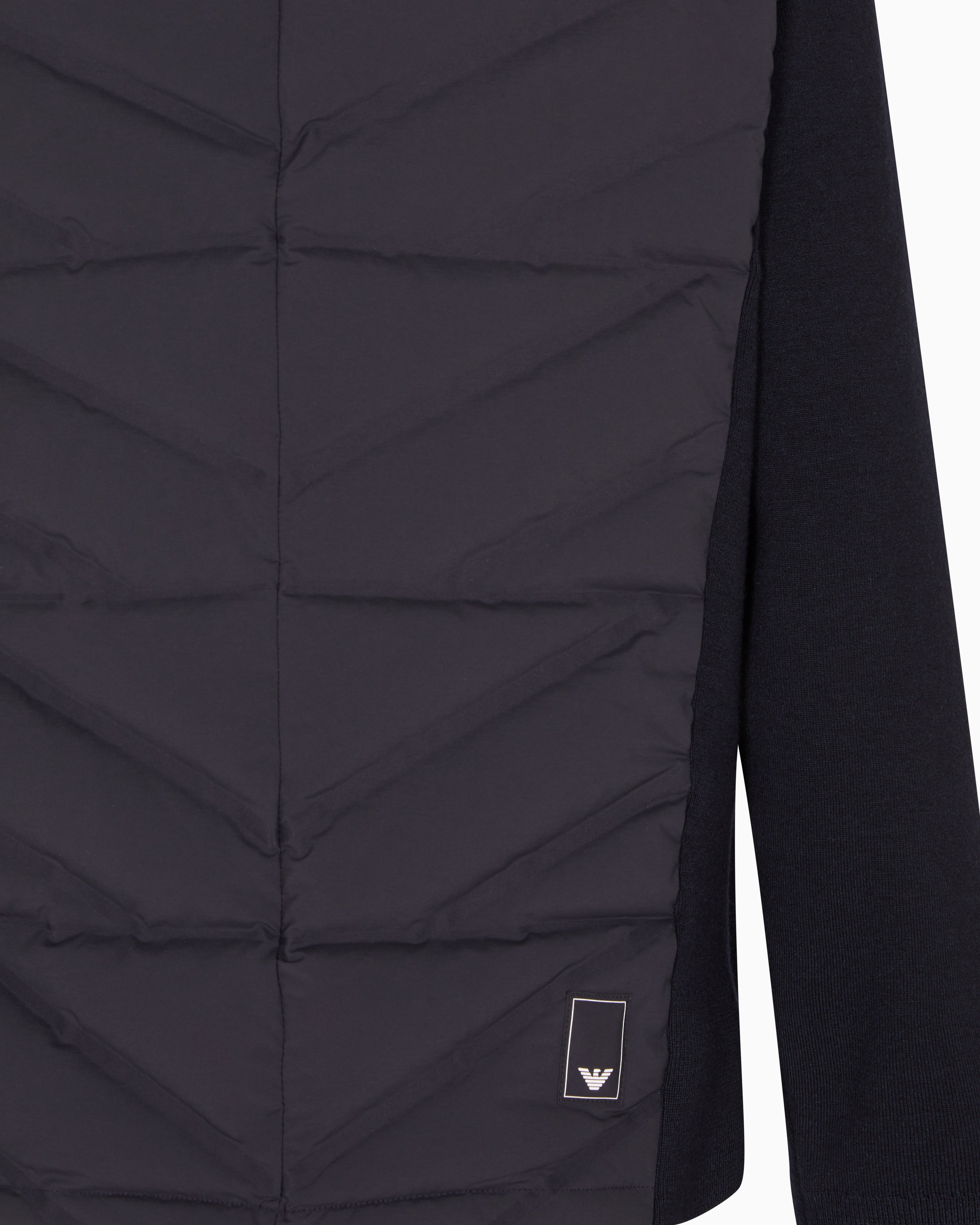 Emporio Armani Travel Essentials Jacket Full Zip Down With Knit Sleeves