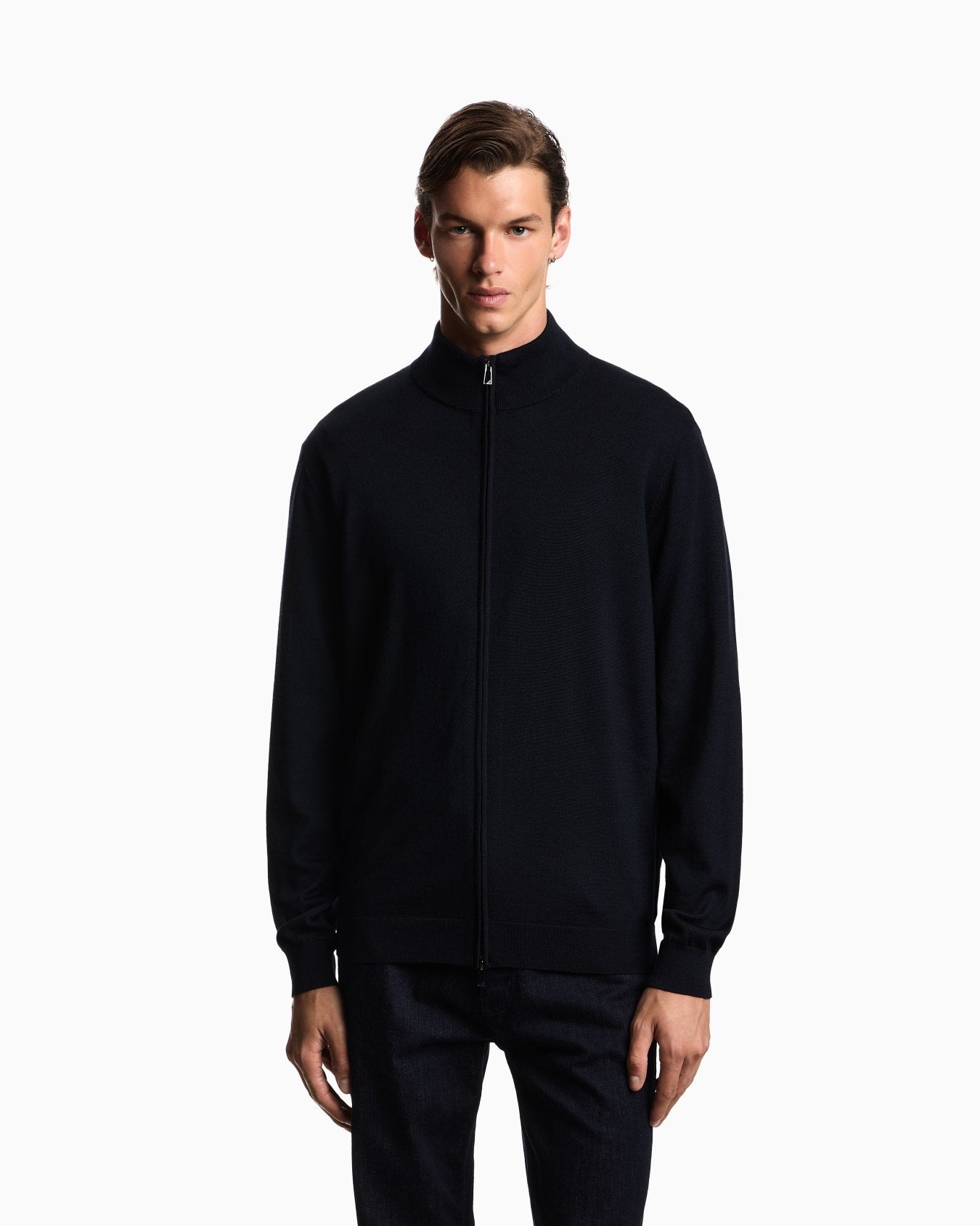 Emporio Armani Virgin Wool Full Zip Cardigan