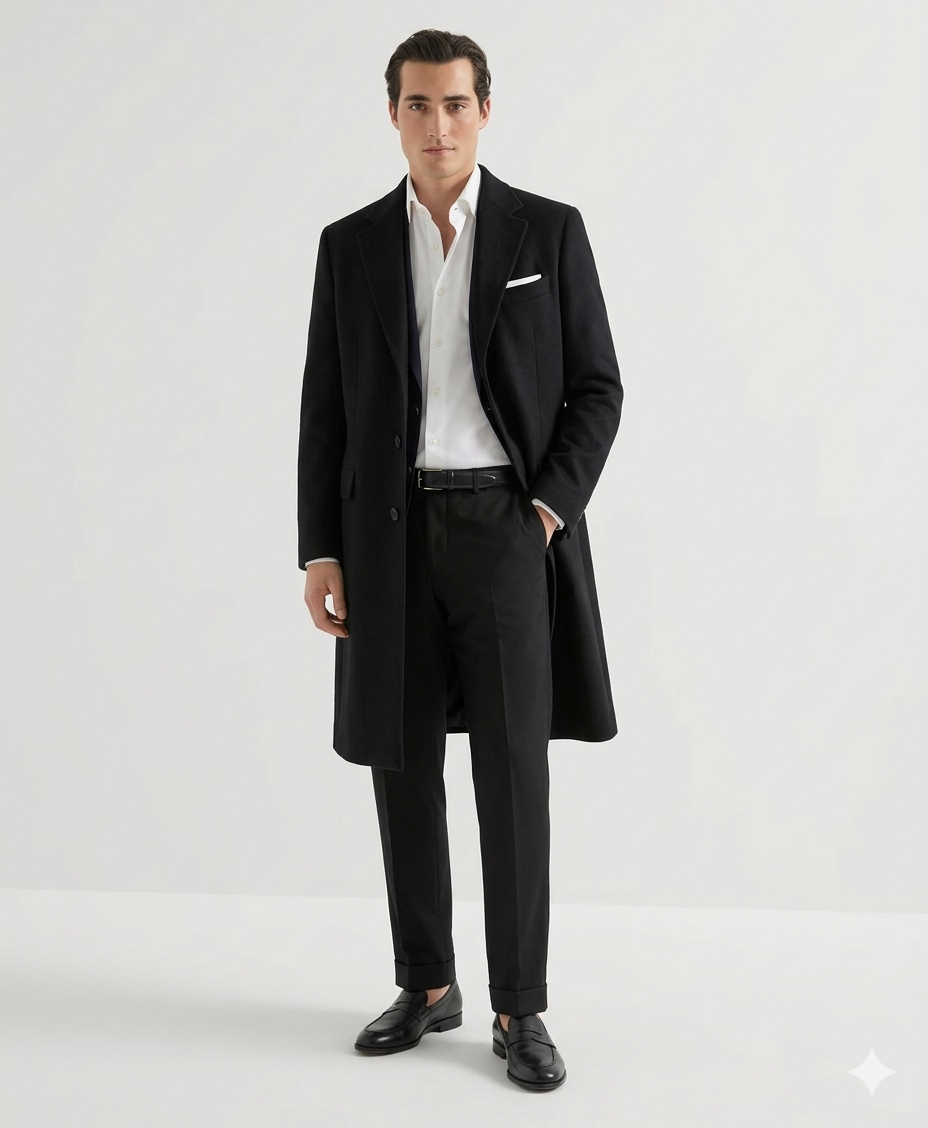 DM Tailors 3 Button Over Coat Wool Cashmere Blend 005