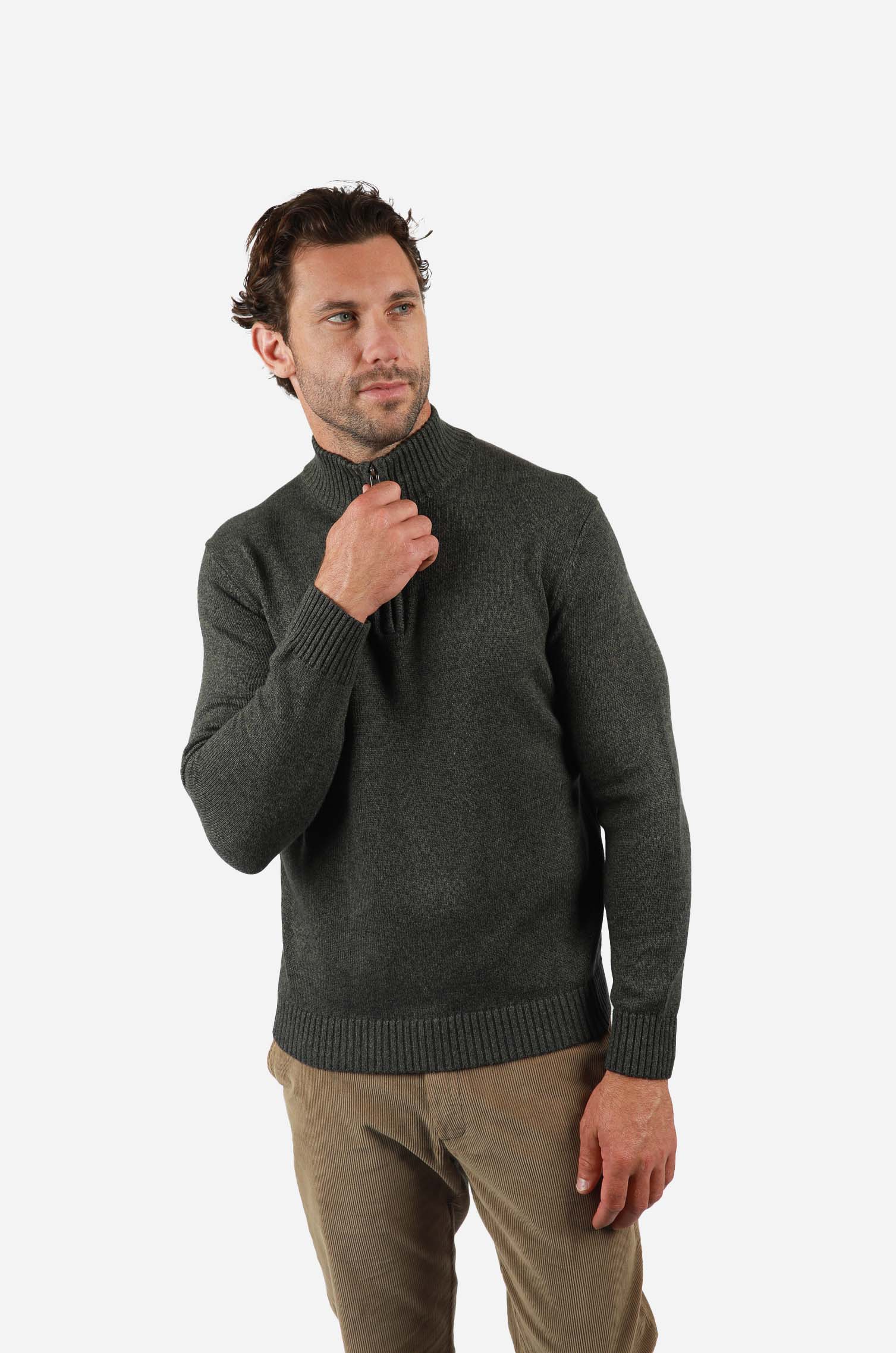 James Harper Quater Zip Cotton Stretch Knit