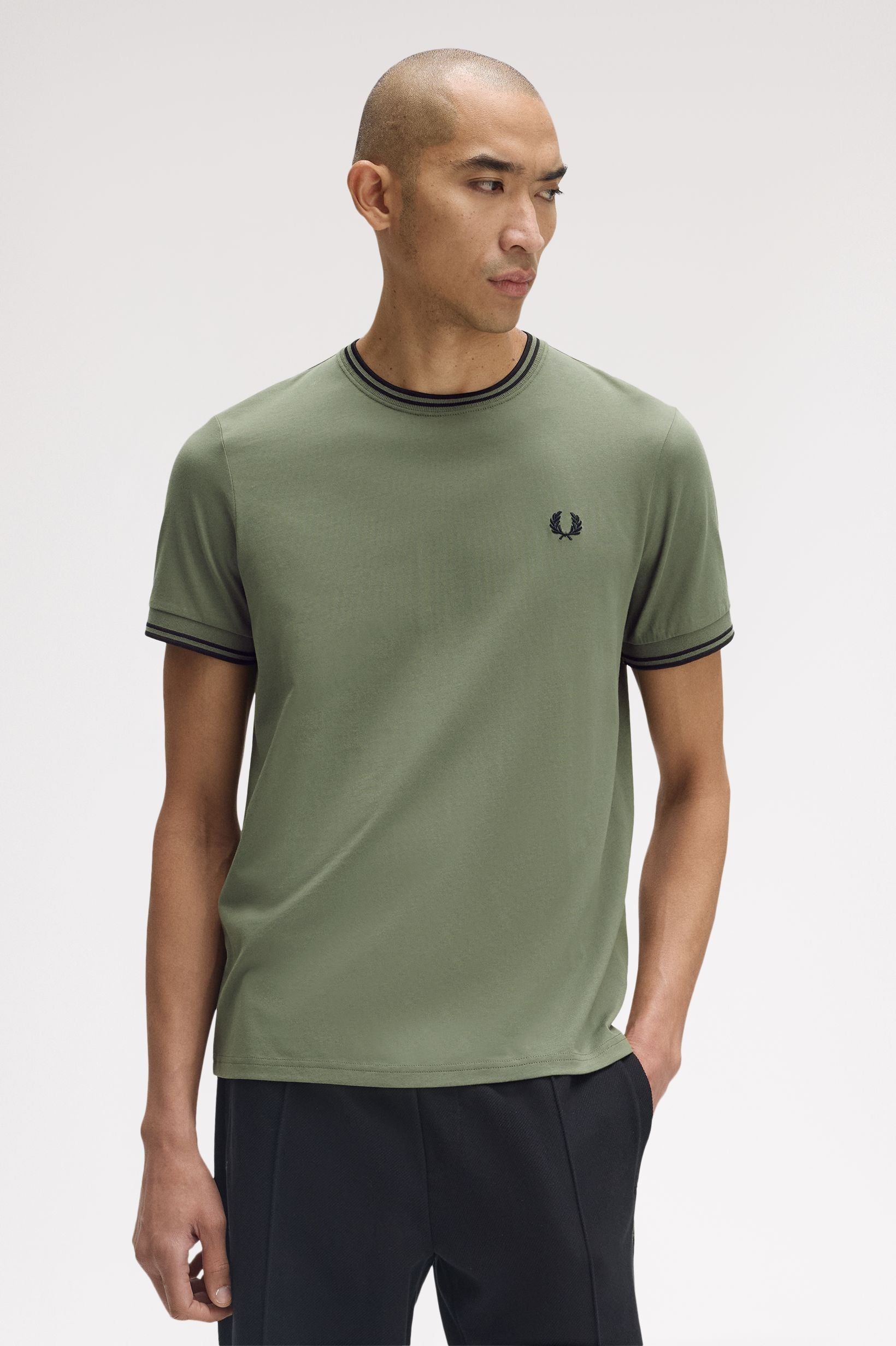 Fred Perry T-Shirt Neck And Sleeve Ribbing