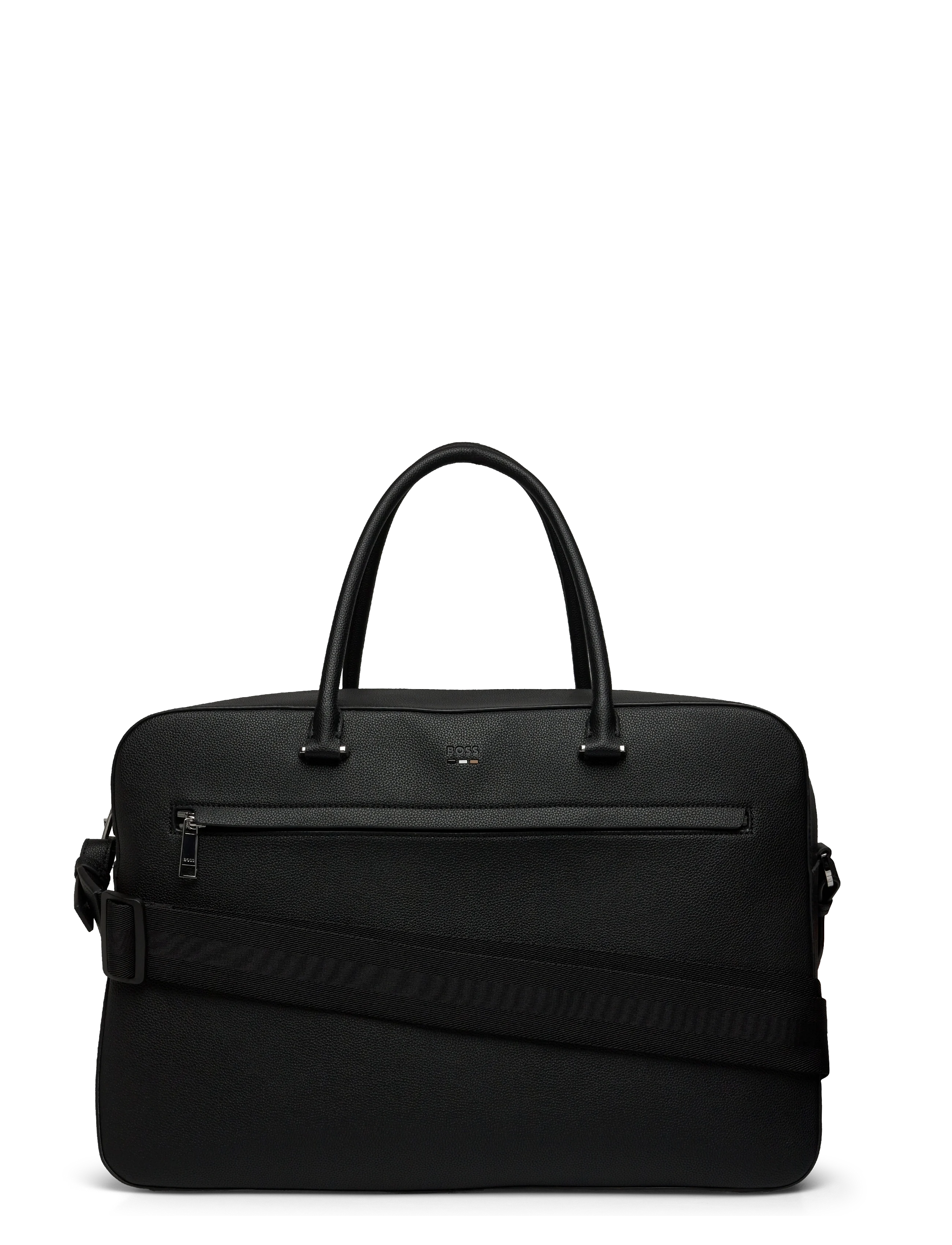 BOSS Grained Faux-Leather Overnight Bag With Logo Trim