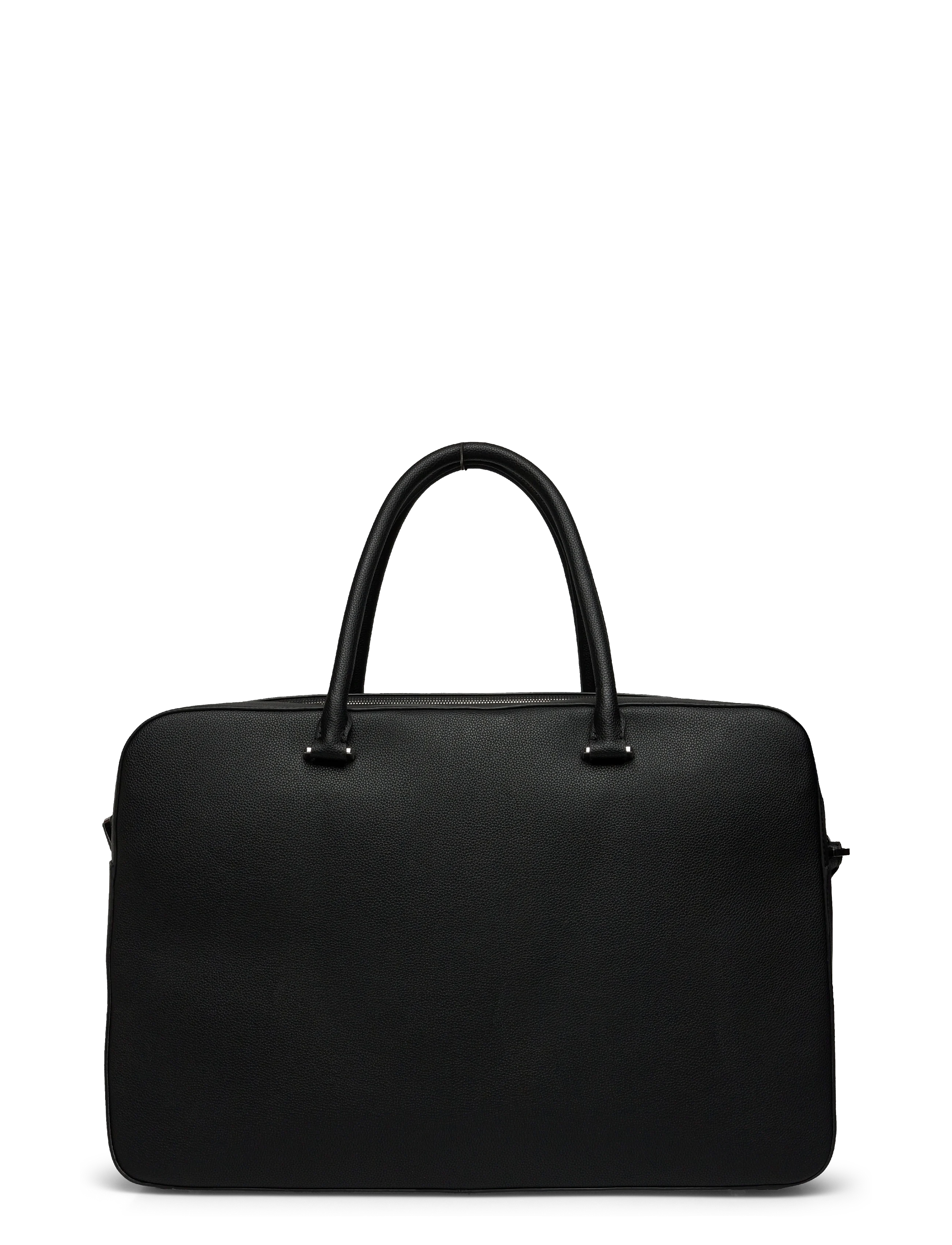 BOSS Grained Faux-Leather Overnight Bag With Logo Trim