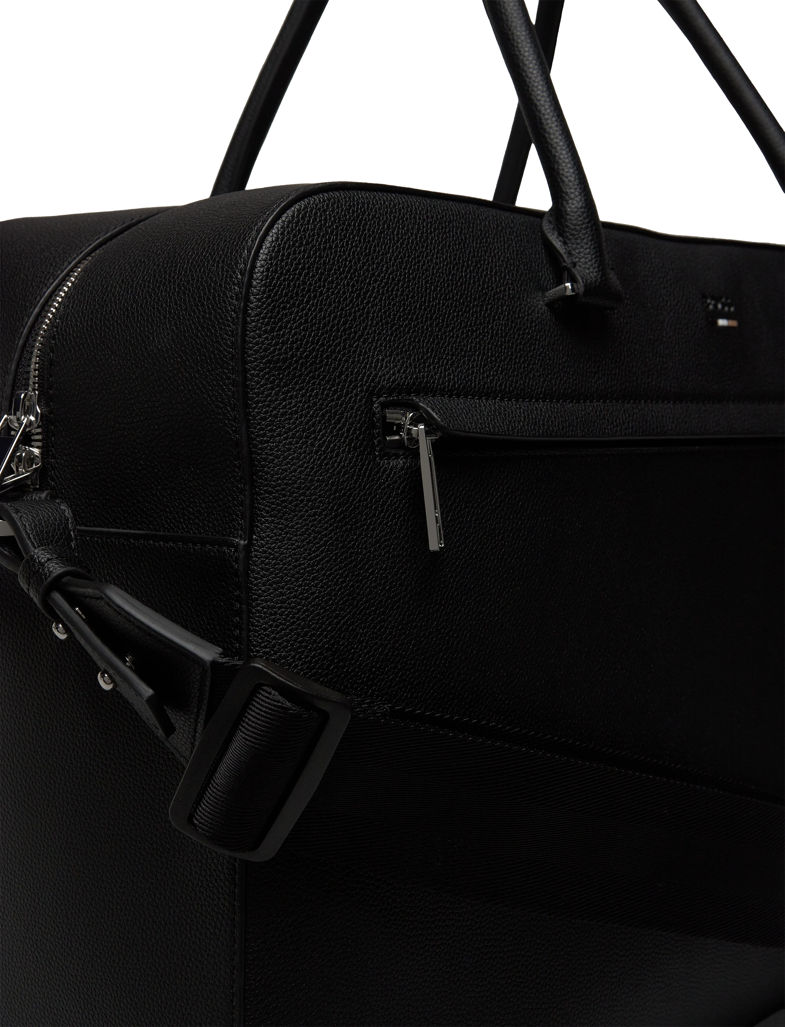 BOSS Grained Faux-Leather Overnight Bag With Logo Trim